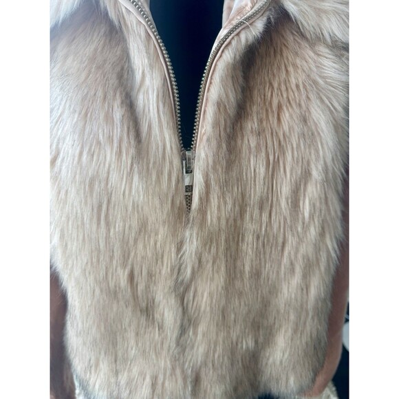 ASOS Pink & Cream Cropped Faux Fur Soft Zip Front Jacket Size 10 Medium NEW! - Picture 3 of 6